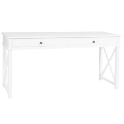 SH Mateo Solid Timber 2 Drawer Home Office Desk in White