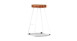 VI Tractor Solid Timber Top White Metal Base Barstool