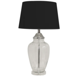 DA Addison Contemporary Glass Base Black Shade Table Lamp