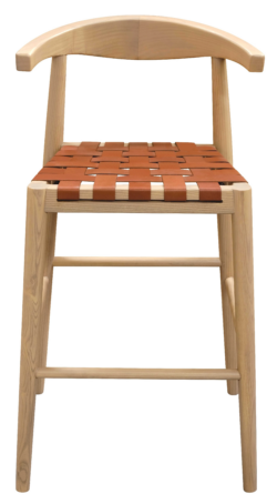 CT Elliot Genuine Leather Seat Timber Base Barstool – Set of 2