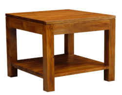 CT Amsterdam Solid Mahogany Timber Square Side Table with Shelf
