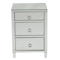 DA Glamour Mirrored 3 Drawer Bedside Table
