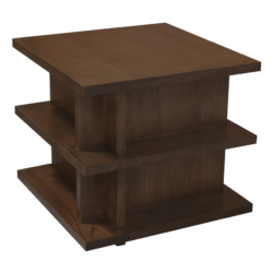 CT Hudson Solid Mindi Timber Square Side Table with Shelves
