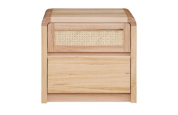 MD Metz Solid Timber Rattan 2 Drawer Bedside Table