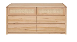 MD Metz Solid Timber Rattan 6 Drawer Low Chest