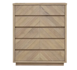 MD Dole Solid Timber Parquetry Finish 5 Drawer Tallboy