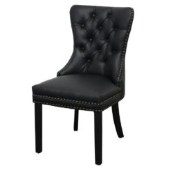 BT Elena Black PU Leather Upholstered Timber Leg Dining Chair