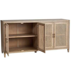 SH Pearl Harbour Solid Timber with Rattan 4 Door Buffet