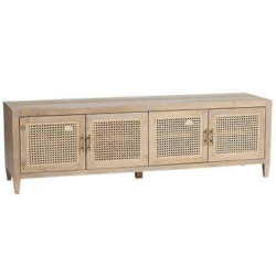 SH Pearl Habour Solid Timber Rattan 4 Door Entertainment Unit