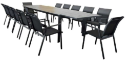 VI Icaria Outdoor Extendable Dining with 12 Stackable Dining Chairs Set