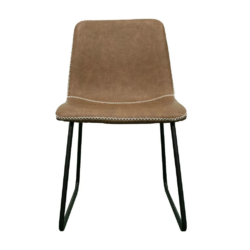 VI Silvester PU Leather Upholstered Metal Legs Dining Chair