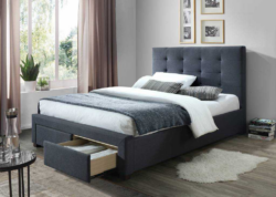 VI Rhodes Fabric Upholstered Bed with 2 Bedend Drawers