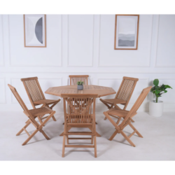 VI Balgo Solid Timber Outdoor Dining Table with 6 Folding Chairs Set
