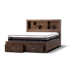 VI Sedona Solid Timber King Bed with 2 Bedend Drawers
