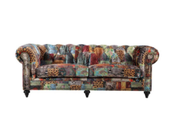 BT Chesterfield Fabric Upholstered 3 Seater Sofa Patchwork