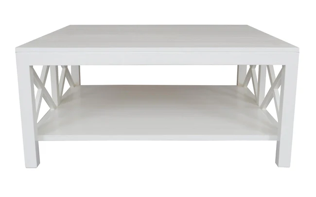 DA Catalina Square Coffee Table with Shelf – White