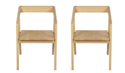 CT Kyoto Solid Timber Dining Chair in Natural Finish Set of 2