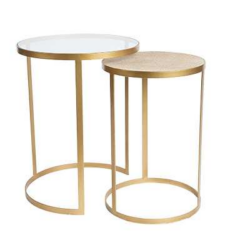 SH Marina Metal Framed Glass Top Round Nesting Side Tables