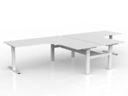 OL Agile 90° Shared Workstation – White Top With White Base