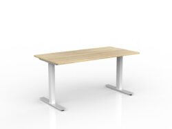 OL Agile Fixed Height Desk – Oak Top with white Frame