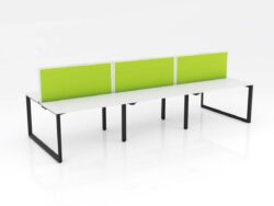 Ol Anvil Desk 6-User Double Sided Workspace with Splice Fabric Screen & Black Frame