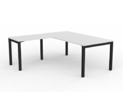OL Axis Desk with Return – White Top with Black Frame