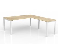 OL Axis Desk with Return – Oak Top with White Frame