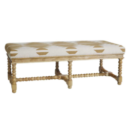 SH Nobbin Timber Frame Cotton Upholstered Ottoman -Natural