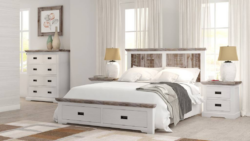 VI Folkestone Solid Timber Storage Bed, Tallboy & Bedsides Set