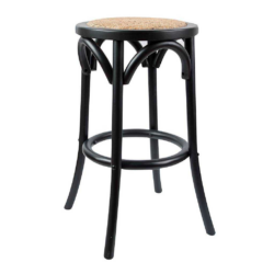 VI Cafe Timber Framed Rattan Seat Kitchen Stool