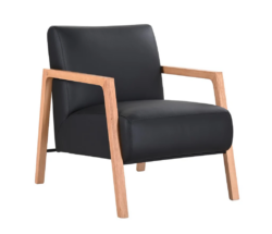 VI Mason Buffalo Leather Upholstered Timber Legs Armchair