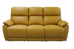 VI York Leather Upholstered 3 Seater Recliner Lounge