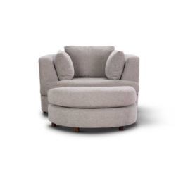 VI Orlando Fabric Upholstered Swivel Chair with Ottoman