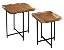 CT Leon Solid Timber Tray Metal Legs Nesting Table